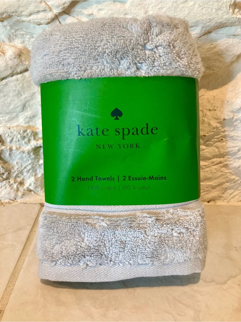 NWT kate spade Light Gray Cotton Hand Towels - Set of 2